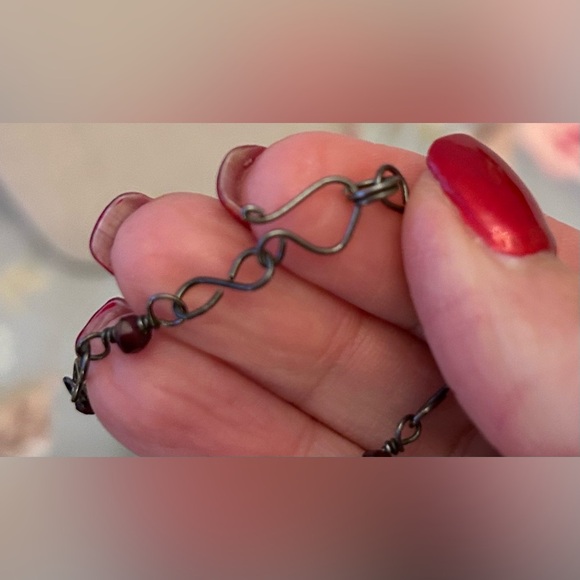 Lavalier Vintage 90's Necklace Semi precious garnet stones - Picture 5 of 5